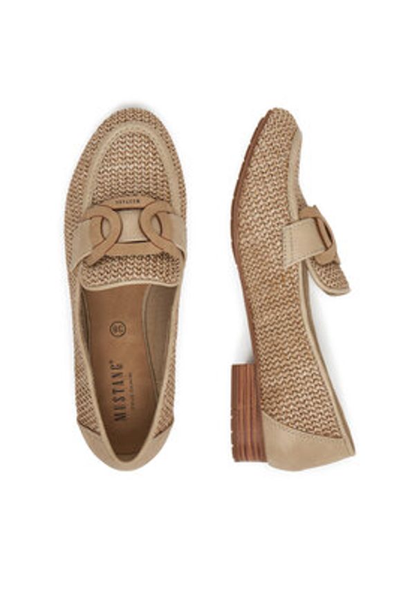 Mustang Loafersy 1489-402 Beżowy. Kolor: beżowy. Materiał: materiał
