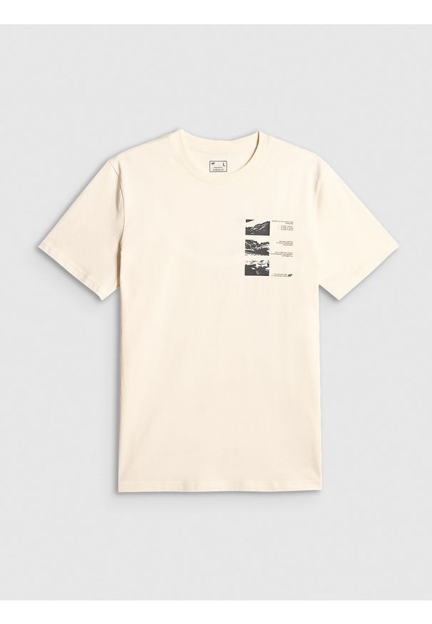 4f - 4F T-shirt regular z nadrukiem męski - biały XXL. Okazja: na co dzień. Kolor: biały. Materiał: materiał. Wzór: nadruk. Styl: casual, sportowy