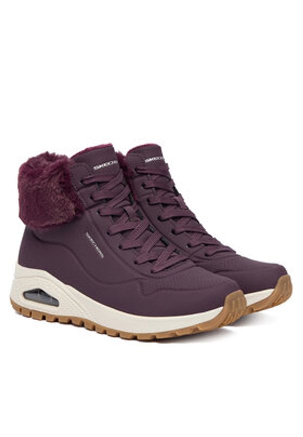 skechers - Skechers Botki Uno Rugged 167274/WINE Bordowy. Kolor: czerwony. Materiał: skóra