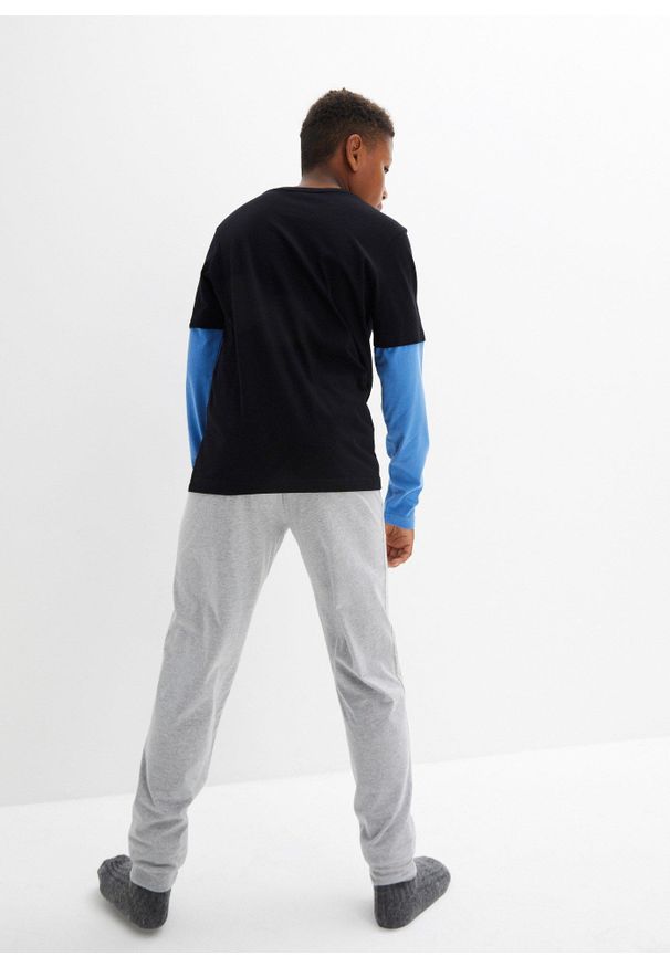 bonprix - Piżama z miękkiej bawełny organicznej (2 części), z bawełny organicznej. Kolor: czarny. Materiał: bawełna