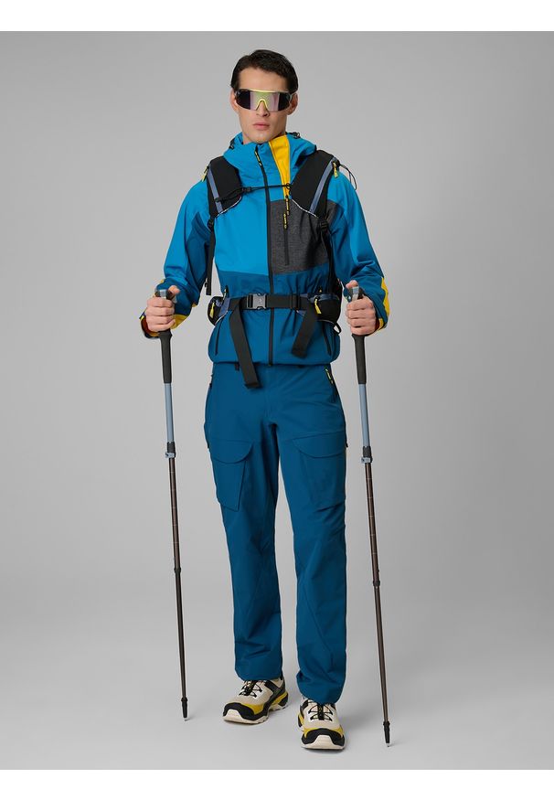 4f - 4F Kurtka softshell wiatroodporna membrana 10000 męska - niebieska 3XL. Kolor: niebieski. Materiał: softshell. Długość: długie. Sport: turystyka piesza