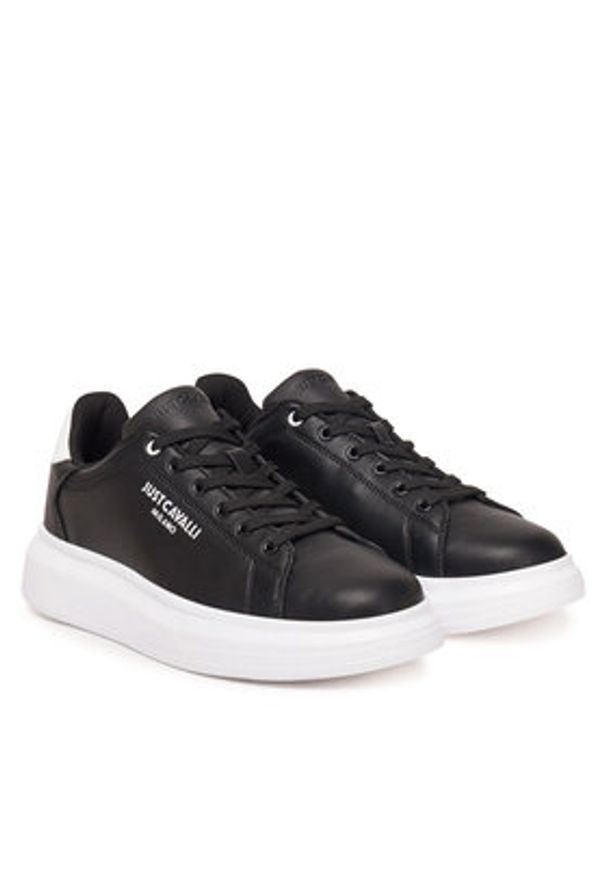 Just Cavalli Sneakersy 78QA3SBF Czarny. Kolor: czarny. Materiał: skóra