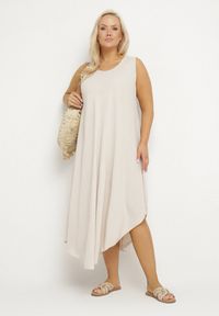Born2be - Jasnobeżowa Rozkloszowana Sukienka z Bawełną Nairilo. Okazja: na spacer. Kolor: beżowy. Materiał: bawełna. Sezon: lato. Styl: elegancki, klasyczny #3