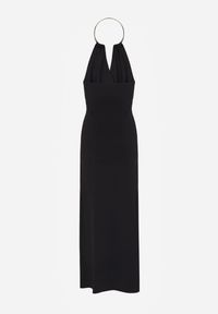 Born2be - Czarna Sukienka Koktajlowa z Dekoltem Halter i Odkrytymi Plecami Sewrina. Okazja: na ślub cywilny, na wesele. Typ kołnierza: dekolt halter. Kolor: czarny. Materiał: jedwab. Typ sukienki: proste. Styl: wizytowy #6