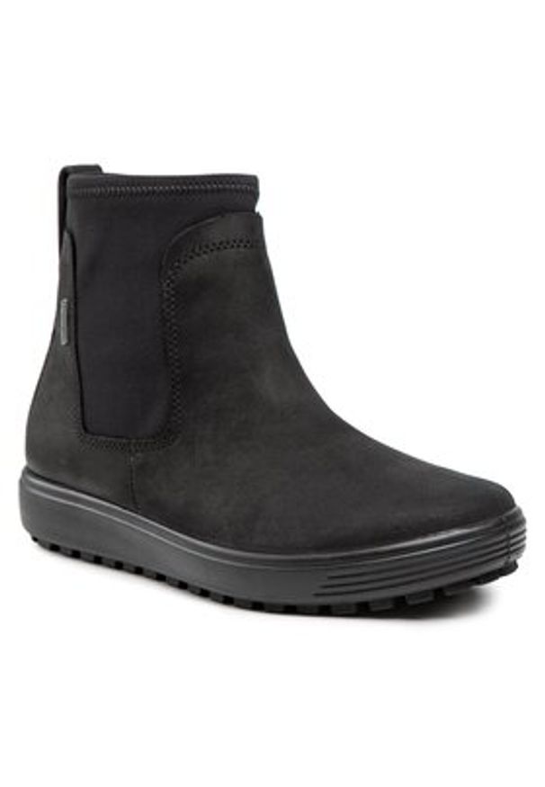 ecco - ECCO Botki Soft 7 Tred W GORE-TEX 45046351052 Czarny. Kolor: czarny. Materiał: nubuk, skóra