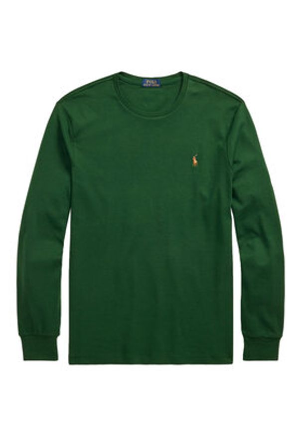 Polo Ralph Lauren Longsleeve 710760121038 Zielony Slim Fit. Typ kołnierza: polo. Kolor: zielony. Materiał: bawełna. Długość rękawa: długi rękaw