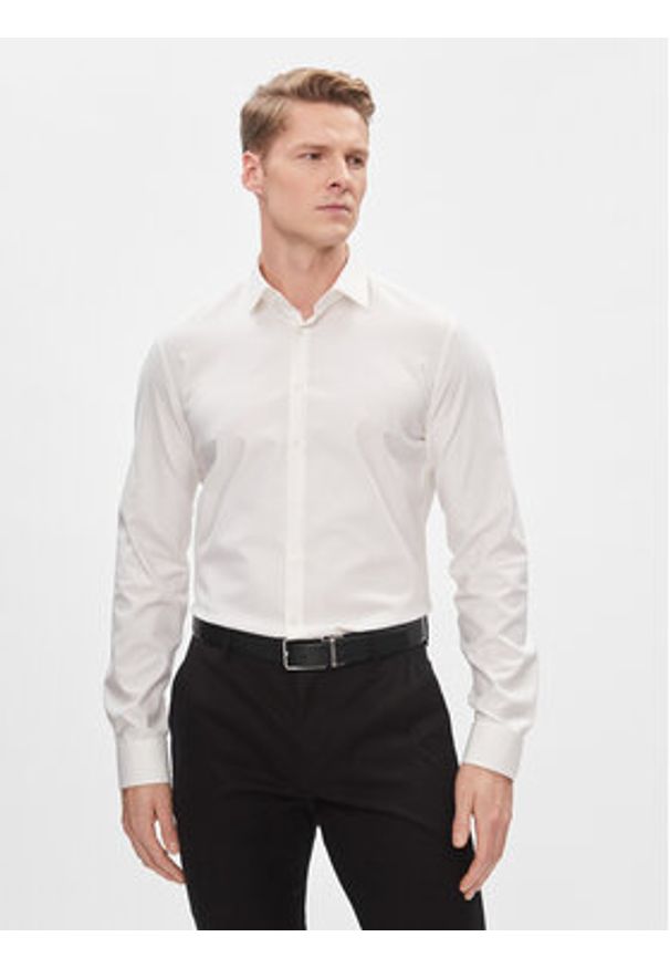Calvin Klein Koszula K10K112301 Biały Slim Fit. Kolor: biały. Materiał: bawełna