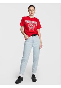 Tommy Jeans T-Shirt Varsity DW0DW14919 Czerwony Loose Fit. Kolor: czerwony. Materiał: bawełna