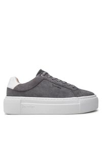Calvin Klein Sneakersy Flatform Cup Lace Up W/Ml HW0HW02282 Szary. Kolor: szary. Materiał: zamsz, skóra