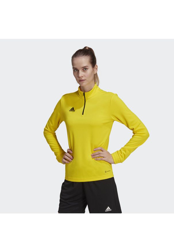 Bluza piłkarska damska Adidas Entrada 22 Training Top. Kolor: wielokolorowy, żółty, czarny. Sport: piłka nożna