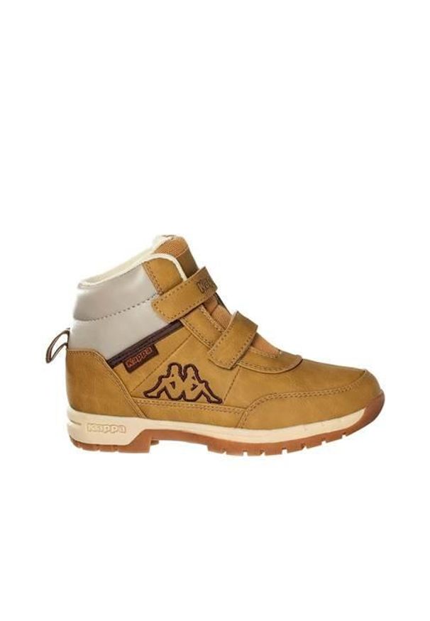 Buty do chodzenia dla dzieci Kappa Bright Mid K. Wysokość cholewki: za kostkę. Zapięcie: rzepy. Kolor: żółty. Materiał: materiał, syntetyk, tkanina. Szerokość cholewki: normalna. Sport: turystyka piesza