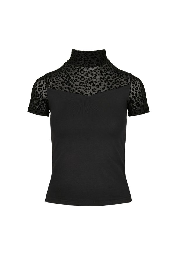 Koszulka damska Urban Classics flock lace turtleneck. Typ kołnierza: golf. Kolor: czarny. Sport: golf