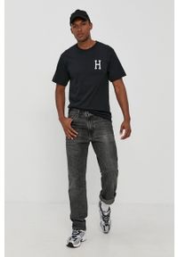 HUF T-shirt bawełniany kolor czarny z nadrukiem. Okazja: na co dzień. Kolor: czarny. Materiał: bawełna. Wzór: nadruk. Styl: casual