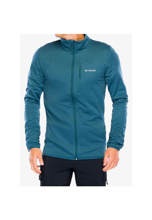 columbia - Bluza bez kaptura męska Columbia Essential Hike Grid Fleece Full Zip. Typ kołnierza: bez kaptura. Kolor: niebieski. Sport: turystyka piesza
