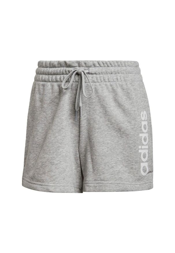 Adidas - Calções Essensials Slim Logo de Ginástica e Pilates em Algodão Mulher. Kolor: biały, szary, wielokolorowy. Sport: joga i pilates