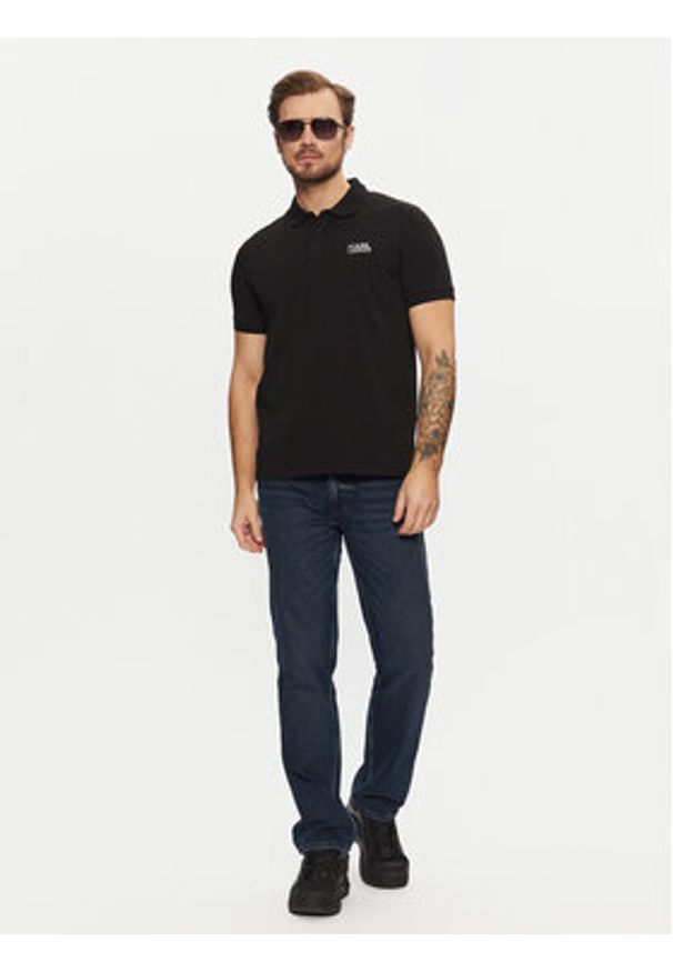 Karl Lagerfeld - KARL LAGERFELD Polo 745088 551235 Czarny Regular Fit. Typ kołnierza: polo. Kolor: czarny. Materiał: bawełna