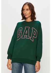 GAP - Bluza. Typ kołnierza: bez kaptura. Kolor: zielony. Materiał: bawełna, poliester, dzianina. Wzór: nadruk #6