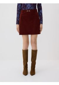 Reserved - Sztruksowa spódnica mini - bordowy. Kolor: czerwony. Materiał: sztruks #1