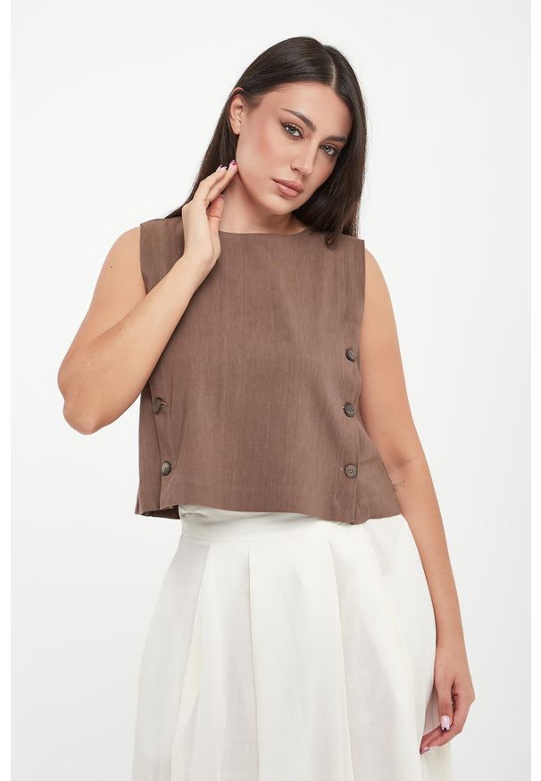Marella - Top damski lniany Unione MARELLA MONOCHROME. Materiał: len