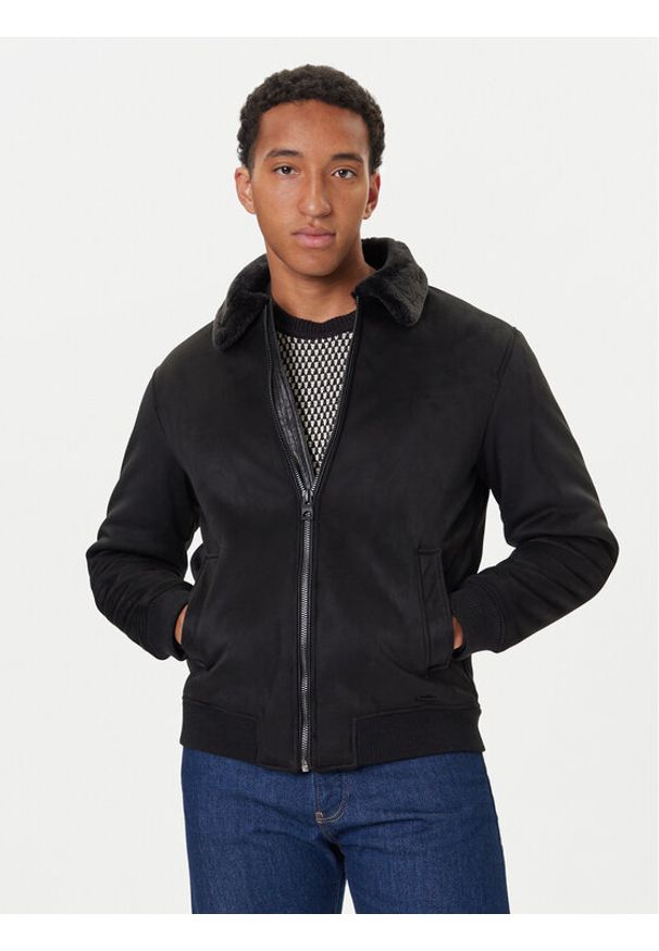 Guess Kurtka z imitacji skóry M5BL43 W2302 Czarny Regular Fit. Kolor: czarny. Materiał: syntetyk