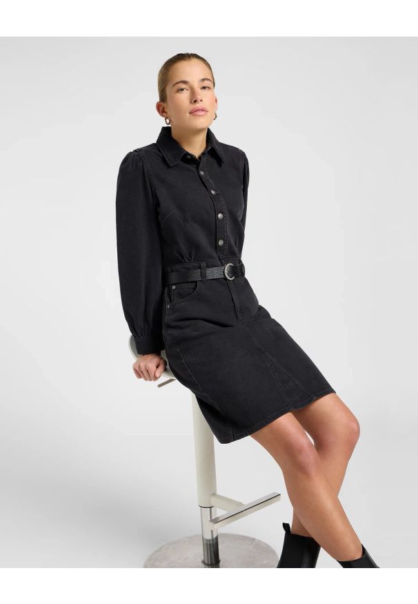 Lee - DAMSKA SUKIENKA LEE LONG SLEEVE DRESS DARK MEMORY 112370995. Długość rękawa: długi rękaw