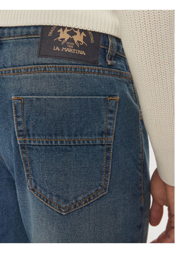 La Martina Jeansy ZMT014 DM106 Granatowy Regular Fit. Kolor: niebieski