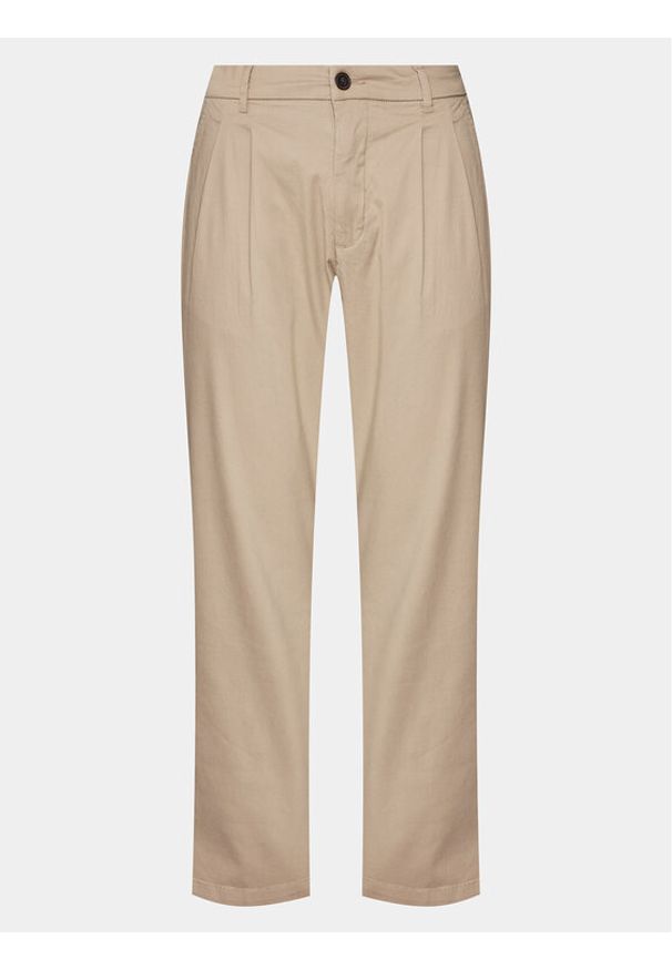 Lindbergh Spodnie materiałowe 30-003108 Beżowy Wide Fit. Kolor: beżowy. Materiał: bawełna