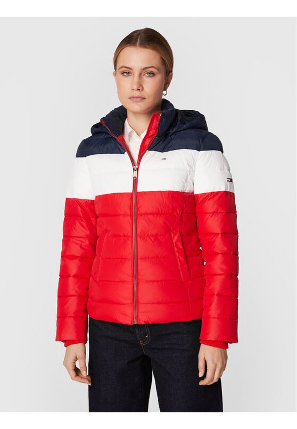Tommy Jeans Kurtka zimowa Colourblock DW0DW09065 Kolorowy Slim Fit. Materiał: syntetyk, puch. Wzór: kolorowy. Sezon: zima