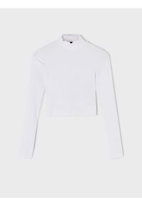 Sinsay - Crop top z długim rękawem - biały. Kolor: biały. Długość rękawa: długi rękaw. Długość: długie #1