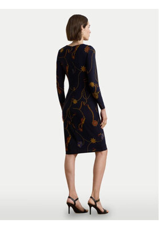 Lauren Ralph Lauren - LAUREN RALPH LAUREN Sukienka codzienna 250957702 Granatowy Slim Fit. Okazja: na co dzień. Kolor: niebieski. Materiał: syntetyk. Typ sukienki: proste. Styl: casual