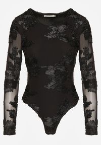 Renee - Czarne Body z Koronki z Transparentnymi Rękawami Esalinda. Okazja: na co dzień. Kolor: czarny. Materiał: koronka. Wzór: koronka. Styl: casual #5