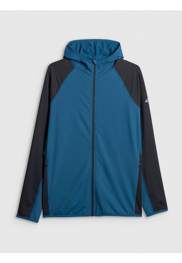 4f - 4F Bluza trekkingowa regular z kapturem męska - turkusowa M. Typ kołnierza: kaptur. Kolor: turkusowy. Długość: długie