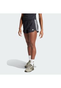 Adidas - Szorty Pacer Training 3-Stripes Woven High-Rise. Kolor: biały, wielokolorowy, czarny. Materiał: materiał