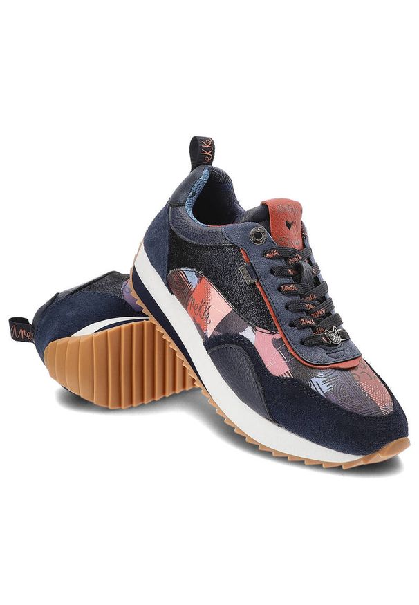 Granatowe Sneakersy Anekke Wygodne Buty Damskie. Kolor: niebieski. Materiał: skóra ekologiczna, materiał. Szerokość cholewki: normalna. Styl: sportowy