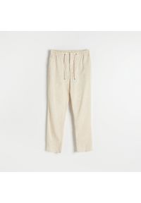 Reserved - Spodnie typu jogger z lnem - Beżowy. Kolor: beżowy. Materiał: len #1