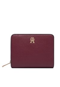 TOMMY HILFIGER - Tommy Hilfiger Portfel Th Icon Med Za W/ Flap Seasonal AW0AW18758 Bordowy. Kolor: czerwony. Materiał: skóra #1