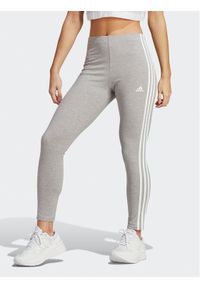 Adidas - adidas Legginsy Essentials 3-Stripes High-Waisted Single Jersey Leggings IC7152 Szary. Kolor: szary. Materiał: jersey, bawełna