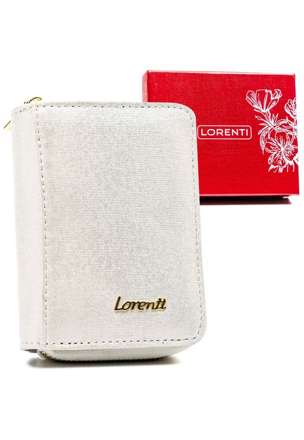 LORENTI - Portfel damski Lorenti 5157-BRS srebrny. Kolor: srebrny. Materiał: skóra