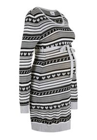 Sukienka ciążowa z dzianiny w norweski wzór bonprix czarny w paski. Kolekcja: moda ciążowa. Kolor: czarny. Materiał: materiał, dzianina, wiskoza, poliamid. Wzór: paski #1