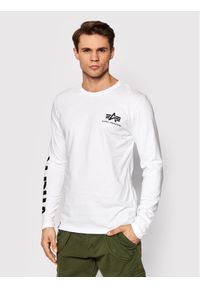 Alpha Industries Longsleeve Print Heavy 116570 Biały Regular Fit. Kolor: biały. Materiał: bawełna. Długość rękawa: długi rękaw. Wzór: nadruk