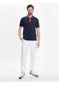 La Martina Polo VMP005 PK001 Granatowy Slim Fit. Typ kołnierza: polo. Kolor: niebieski. Materiał: bawełna