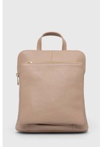 Answear Lab plecak skórzany damski kolor beżowy mały gładki. Kolor: beżowy. Materiał: skóra. Wzór: gładki. Styl: wakacyjny #1