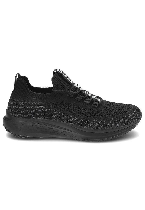 Big-Star - Czarne Sneakersy Big Star Wygodne Buty Męskie. Okazja: na co dzień. Kolor: czarny. Materiał: materiał, dzianina. Szerokość cholewki: normalna