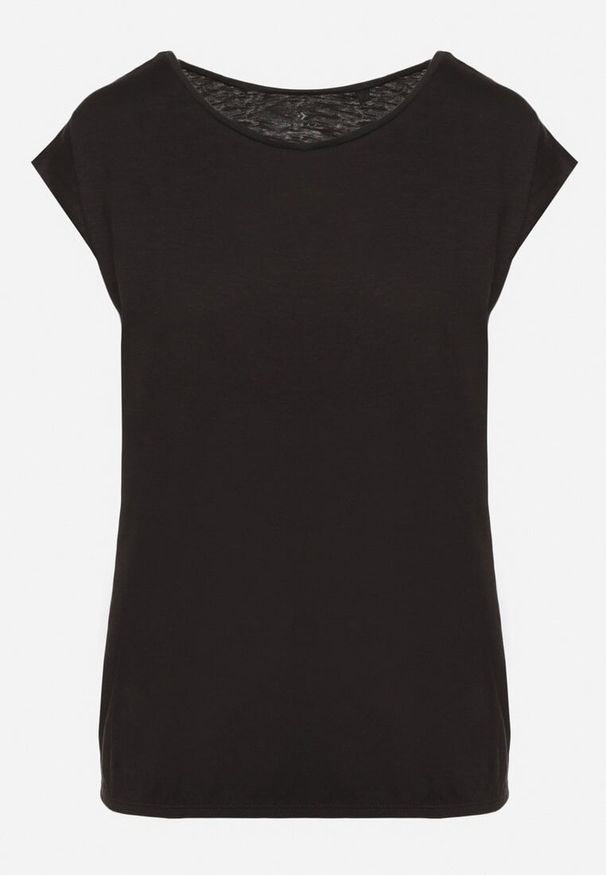 Born2be - Czarny Bawełniany T-shirt w Klasycznym Stylu Raliessa. Okazja: na co dzień. Kolor: czarny. Materiał: bawełna. Sezon: wiosna, lato. Styl: klasyczny
