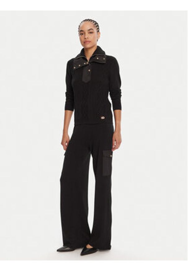 Liu Jo Sport Spodnie dzianinowe TF5041 MS75L Czarny Regular Fit. Kolor: czarny. Materiał: syntetyk