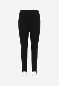 Renee - Czarne Klasyczne Legginsy High Waist z Zapiętkami Gavasa. Okazja: na co dzień. Stan: podwyższony. Kolor: czarny. Długość: krótkie. Styl: klasyczny #3