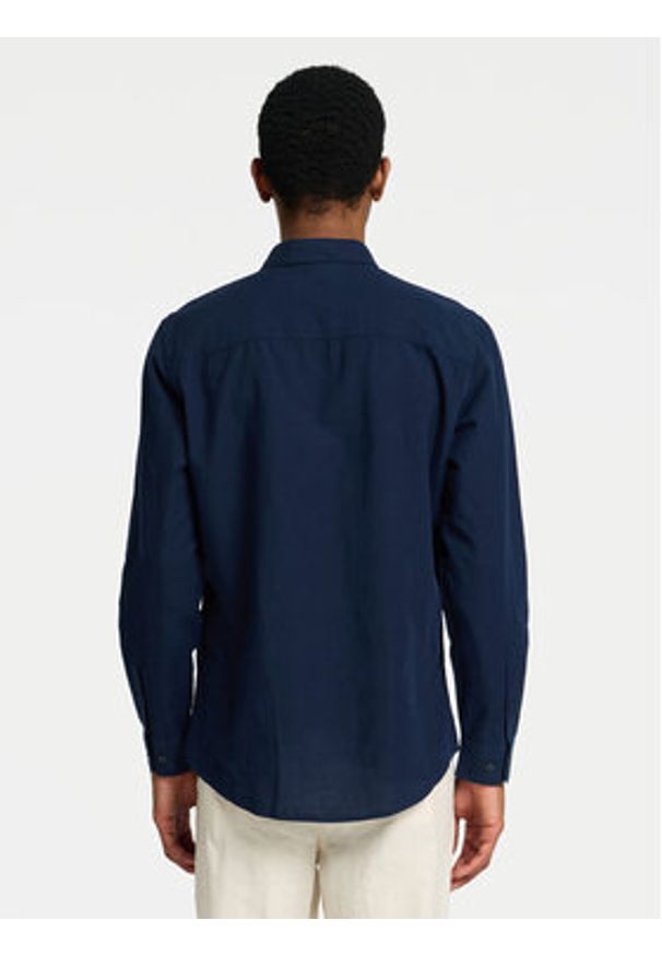 Selected Homme Koszula 16078867 Granatowy Slim Fit. Kolor: niebieski. Materiał: bawełna