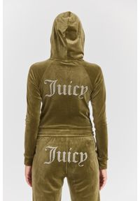 Juicy Couture - JUICY COUTURE Damska zielona bluza Madison Hoodie, Rozmiar M. Okazja: na co dzień. Kolor: zielony. Materiał: materiał, elastan, poliester. Styl: sportowy, casual, elegancki #6