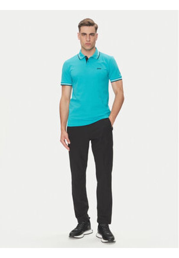 BOSS Polo Paul 50506193 Turkusowy Slim Fit. Typ kołnierza: polo. Kolor: turkusowy. Materiał: bawełna