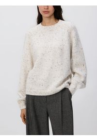Reserved - Wzorzysty sweter - złamana biel. Materiał: dzianina, wełna
